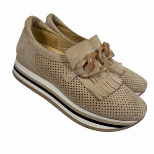 Softwaves Cadie Beige Leather Beige Arch Support Slip On Sneakers 39 1/2 / 9